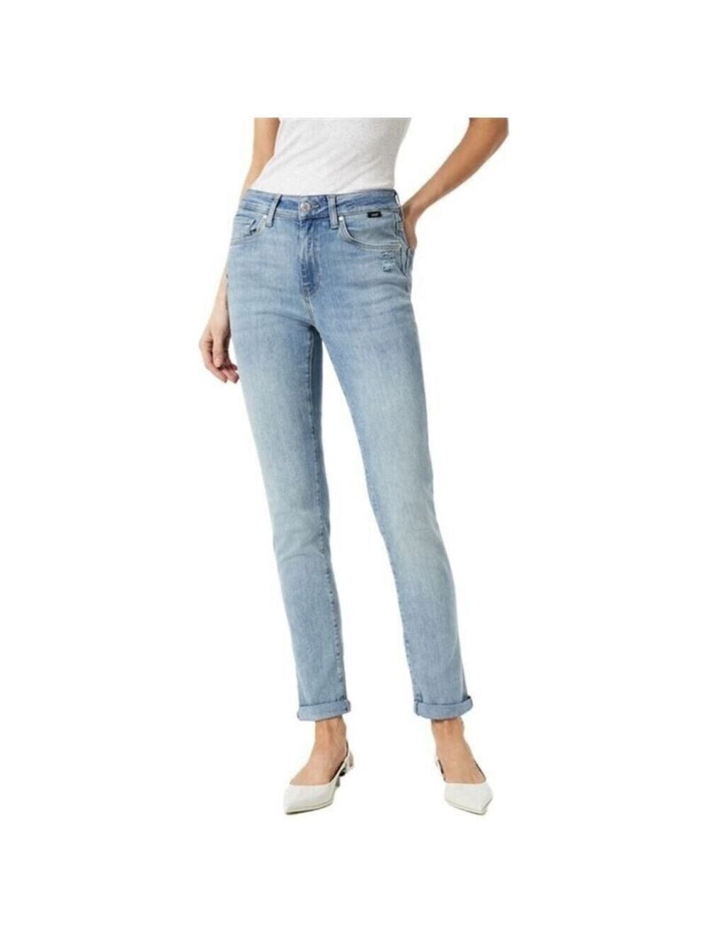 Mavi Kathleen Slim Boyfriend Jeans High Rise in Light Feather Blue 28 x 30